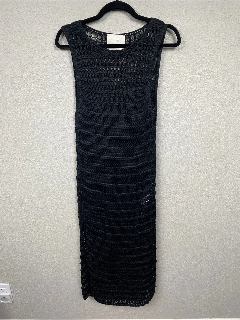 Haight x Mari Giudicelli Daniela Open Knit Crochet Midi Dress Cover Up XS